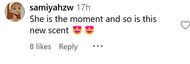 Fans reaction to the Alien Extraintense fragrance photoshoot (Image via Instagram/ @samiyahzw)